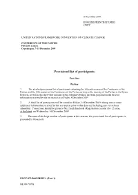 Provisional List of Participants