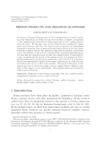 Tensor Products and Relation Quantales