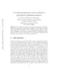 A Statistical Mechanics View on Kitaev's Proposal for Quantum