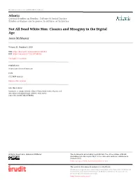 Classics and Misogyny in the Digital Age Aven Mcmaster