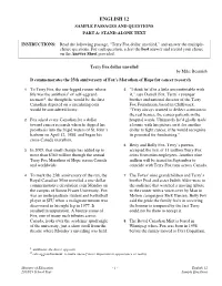English 12 Sample Passages and Questions Part A: Stand-Alone Text