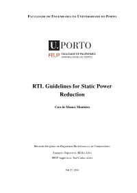 RTL Guidelines for Static Power Reduction