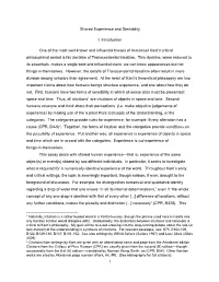 Shared Experience and Sensibility I: Introduction One of the Most