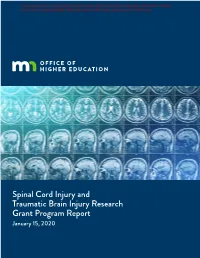 Spinal Cord Injury and Traumatic Brain Injury Research Grant Program Report 2020