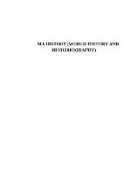 Syllabus for M a World History and Historiography for Affiliated Colleges