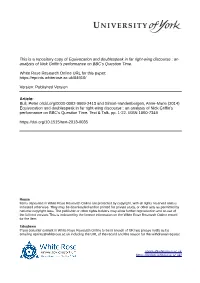 Equivocation and Doublespeak in Far Right-Wing Discourse : an Analysis of Nick Griffin’S Performance on BBC’S Question Time