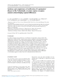 Incidence and Completeness of Notification of Legionnaires' Disease