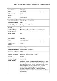 Match Review Panel Minutes 12/04/2021 - Matters Considered