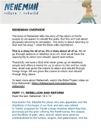 Nehemiah Overview Part 11: Rebellion and Reform