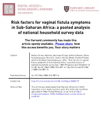 Risk Factors for Vaginal Fistula Symptoms in Sub-Saharan Africa: a Pooled Analysis of National Household Survey Data