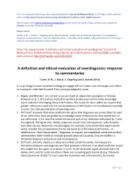 A Definition and Ethical Evaluation of Overdiagnosis: Response to Commentaries." Journal of Medical Ethics