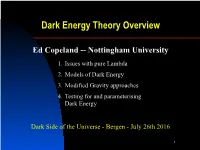 Dark Energy Theory Overview