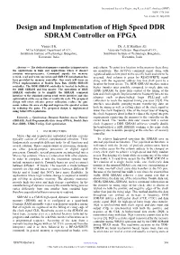 Design and Implementation of High Speed DDR SDRAM Controller on FPGA