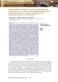 Implementation of Complete Systematic Land Registration Program