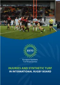 INJURIES and SYNTHETIC TURF in INTERNATIONAL RUGBY BOARD INTRODUCTION in Rugby Union Synthetic Turf Is Used Widely Across the Globe