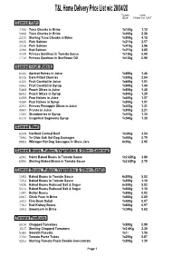 T&L Home Delivery Price List W/C 20/04/20