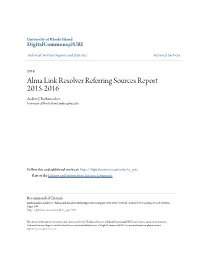 Alma Link Resolver Referring Sources Report 2015-2016 Andrée J