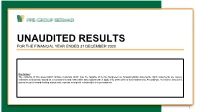 Analyst Briefing for 31 December 2020 Final Year Results