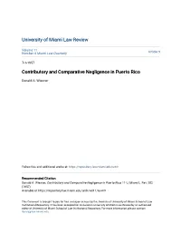 Contributory and Comparative Negligence in Puerto Rico