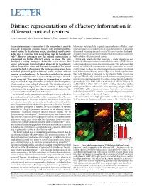 Distinct Representations of Olfactory Information in Different Cortical Centres