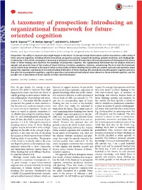 Introducing an Organizational Framework for Future- Oriented Cognition Karl K