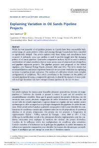 Explaining Variation in Oil Sands Pipeline Projects