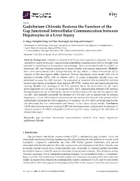 Gadolinium Chloride Restores the Function of the Gap Junctional Intercellular Communication Between Hepatocytes in a Liver Injury