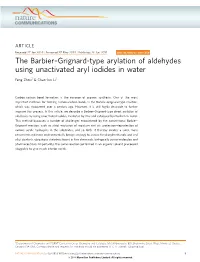 Grignard-Type Arylation of Aldehydes Using Unactivated Aryl Iodides in Water