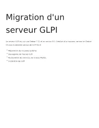 Migration D'un Serveur GLPI