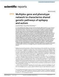 Multiplex Gene and Phenotype Network to Characterize Shared Genetic Pathways of Epilepsy and Autism Jacqueline Peng1,2, Yunyun Zhou2 & Kai Wang2,3*