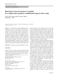 Rheological Characterization of Asphalt in a Temperature-Gradient Combinatorial Squeeze-Flow Setup