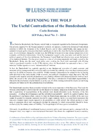 DEFENDING the WOLF the Useful Contradiction of the Bundesbank Carlo Bastasin
