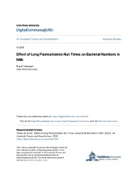 Effect of Long Pasteurization Run Times on Bacterial Numbers in Milk