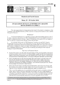 Evaluation of FAO's Activities on Capacity Development in Africa