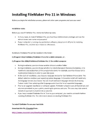 Installing Filemaker Pro 11 in Windows