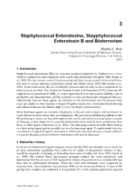Staphylococcal Enterotoxins, Stayphylococcal Enterotoxin B and Bioterrorism