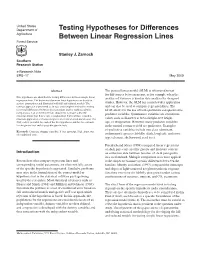 Testing Hypotheses for Differences Between Linear Regression Lines