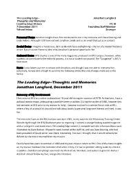 The Leading Edge—Thoughts and Memories Jonathan Langford, December 2011