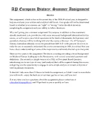 AP European History: Summer Assignment