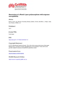 Association of a Notch 3 Gene Polymorphism with Migraine Susceptibility