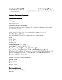 Disk Imaging Report: Hard Drive, Flash Drive, Or Memory Card
