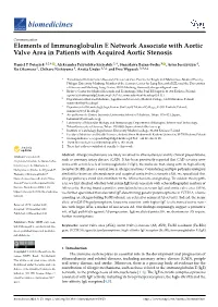Elements of Immunoglobulin E Network Associate with Aortic Valve Area in Patients with Acquired Aortic Stenosis