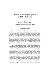 Notices of the Pagan Igorots in 1789 - Part Two
