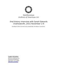 Oral History Interview with Sarah Edwards Charlesworth, 2011 November 2-9