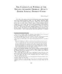 The Common Law Powers of the Nevada Attorney General: Ryan V