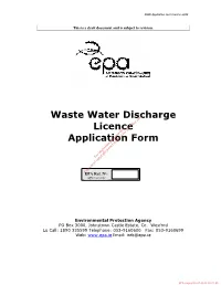 Waste Water Discharge Licence Application Form