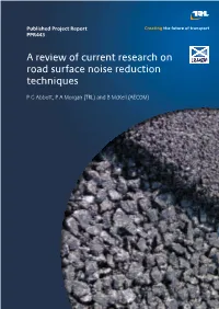 A Review of Current Research on Road Surface Noise Reduction Techniques