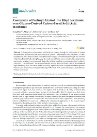 Conversion of Furfuryl Alcohol Into Ethyl Levulinate Over Glucose-Derived Carbon-Based Solid Acid in Ethanol