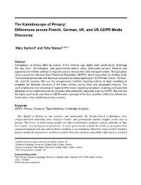 Differences Across French, German, UK, and US GDPR Media Discourse