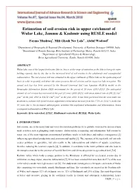 Estimation of Soil Erosion Risk in Upper Catchment of Wular Lake, Jammu & Kashmir Using RUSLE Model